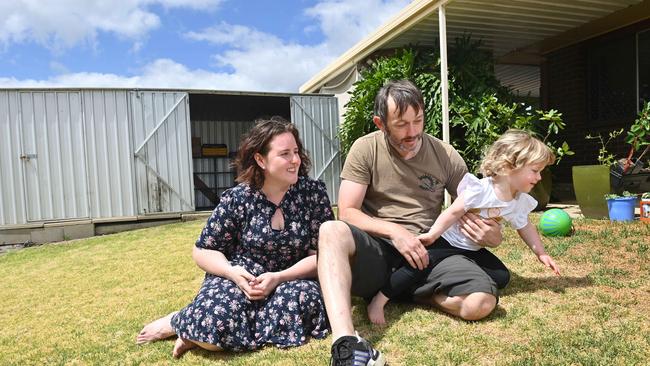 Vicki Field, 34, and husband Scott Hine, 46, were overwhelmed by debt until they got the Barefoot Investor book Picture: Keryn Stevens