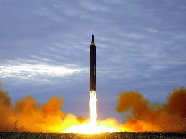 North Korea last August launched a Hwasong-12 intermediate range missile, one of several last year. Picture: KCNA/KNS/AP