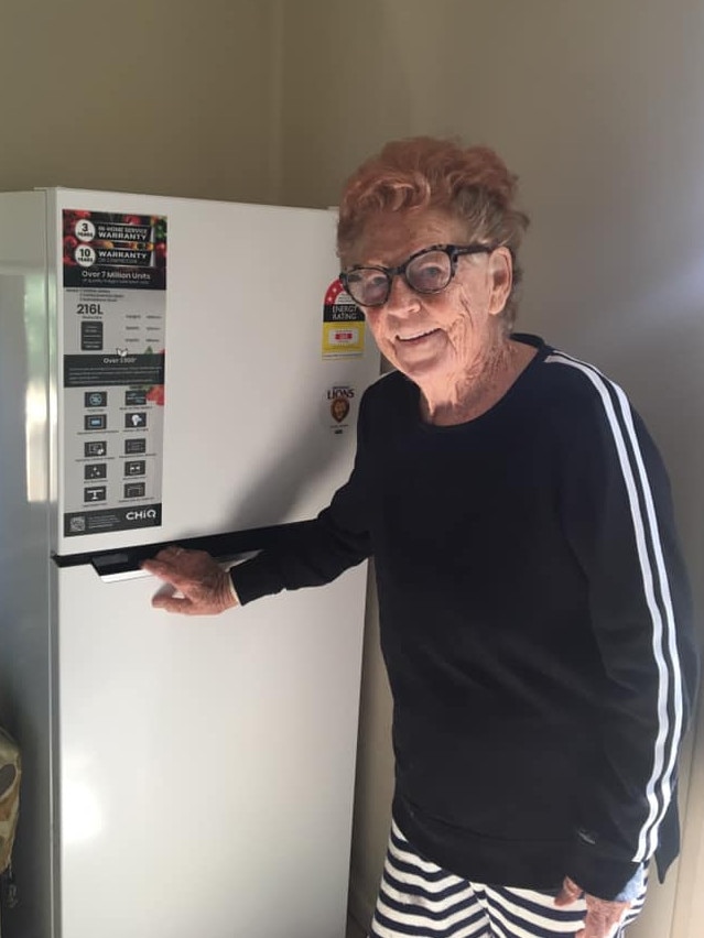 Lexi Crissold was given a fridge by the Evans Head community.