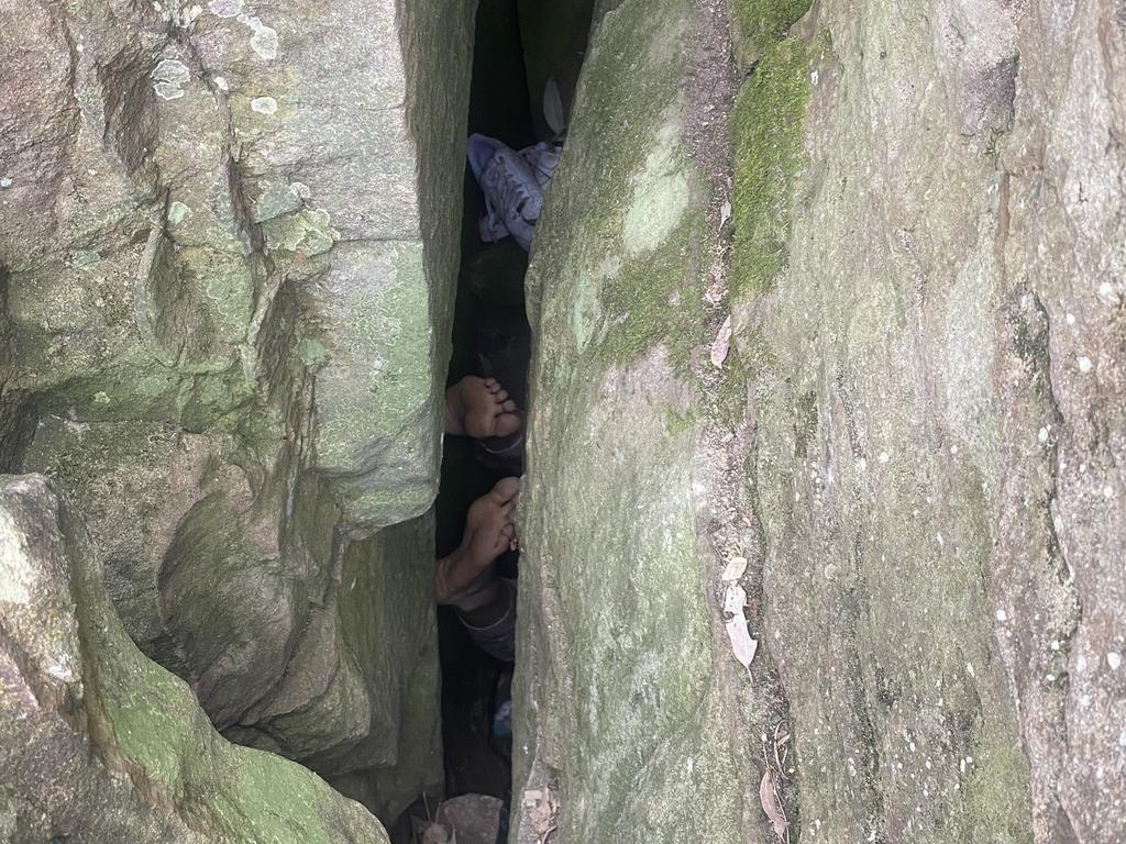 A woman has been rescued in The Hunter Valley after being stuck between rocks while trying to retrieve her mobile phone. Picture: NSW Ambulance / Facebook