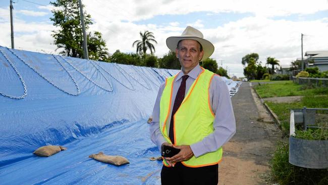 Cr Tony Williams with flood mitigation in North Rockhampton. Picture: Allan Reinikka ROK030417awilliam