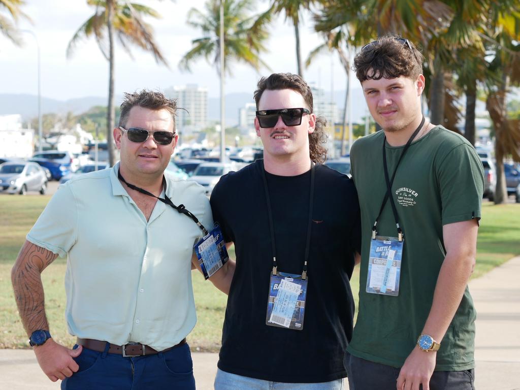 Brett Bazley, Bailey McKenna and Brock Schroder before the Battle on the Reef boxing at Townsville Entertainment and Convention Centre on October 8. Picture: Blair Jackson