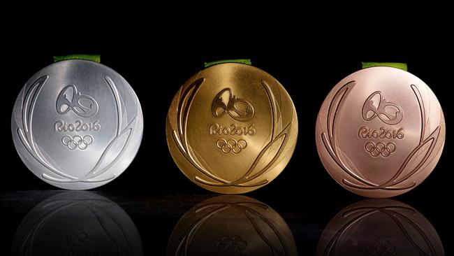The silver, gold and bronze medals from the 2016 Rio Olympic Games.