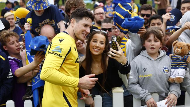 Parramatta Eels player Mitchell Moses meets with fans on the week of the NRL Grand Final. Picture: Richard Dobson