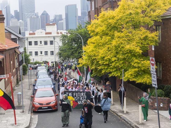 Protesters descended on Kirribilli House on Friday morning. Picture: NewsWire / Jeremy Piper