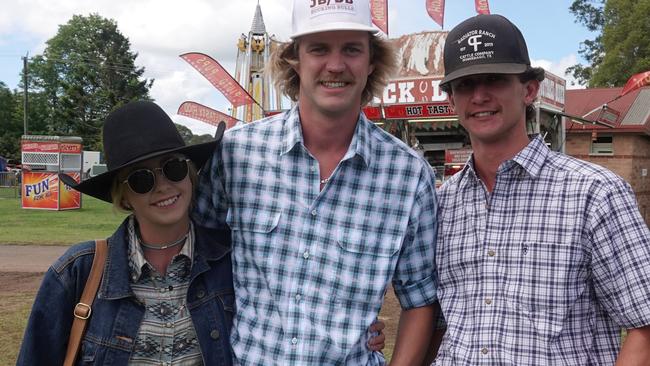 Emma Williams, Dillon Carey and Cooper West at the Dorrigo Show, November 24, 2023. Picture: Chris Knight