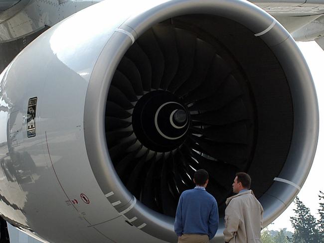 Rolls Royce Trent 900 aircraft engine. The giant engine will be fitted to the massive new Airbus A380 passenger jets to be used by Qantas. aviation plane
