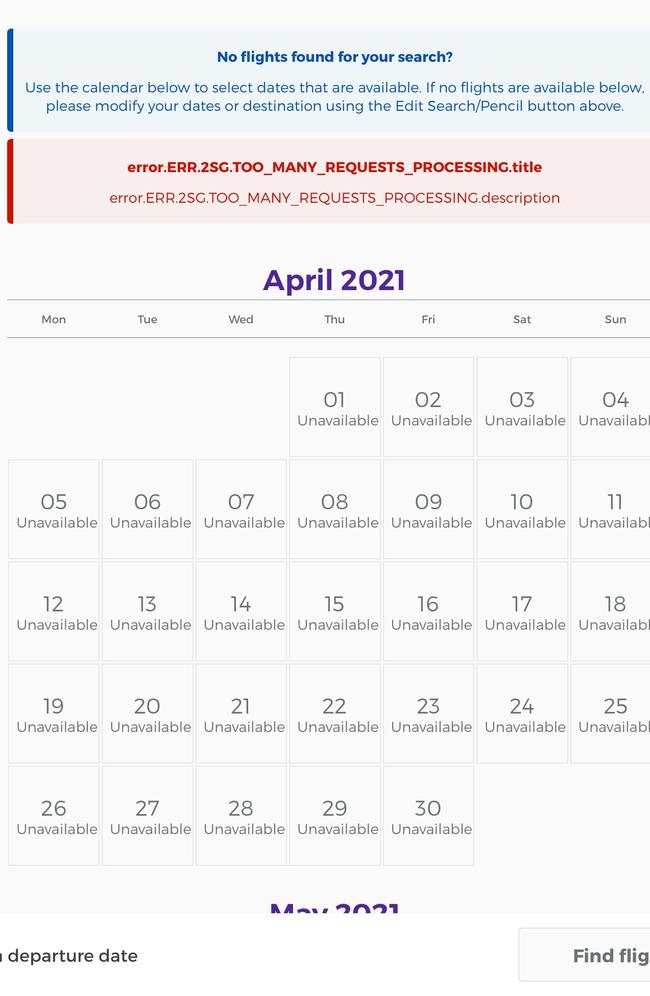Virgin Australia’s website momentarily crashed when flooded with requests to book cheap flights. Picture: Supplied.
