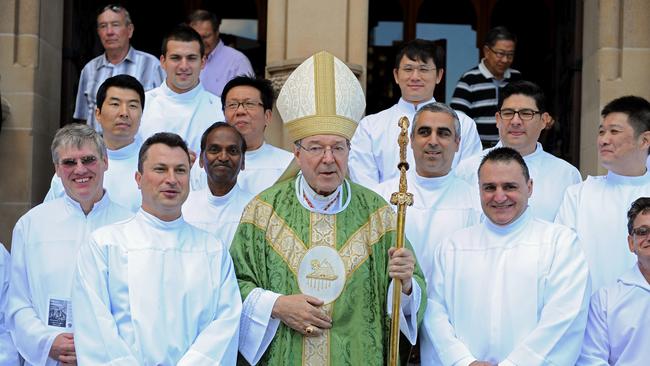 Cardinal George Pell pictured after Sunday mass at St Mary's Cathedral, Sydney.