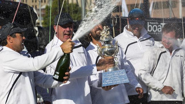 Matt Allen, second from left, celebrating with his Ichi Ban crew. Pic: Andrea Francolini.