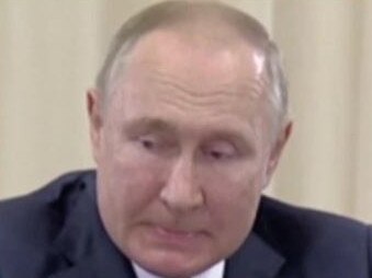 Vladimir Putin appeared uncomfortable during the meeting. Picture: Supplied