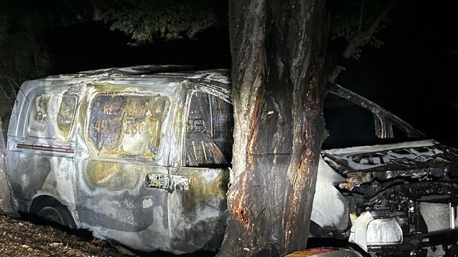 A Buddy's Fire van was allegedly stolen from the Kawana business and later found burnt out at a park on Elphinstone St.