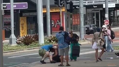 A fight broke out in the Southport CBD on Tuesday.