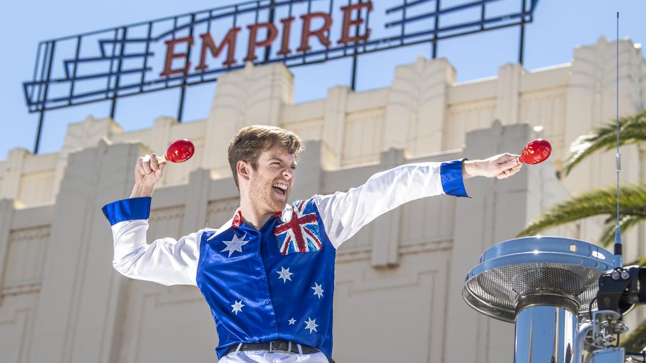 Nicholas Joy lets Toowoomba know the Empire Theatre is casting for The Boy From Oz. Picture: Nev Madsen.