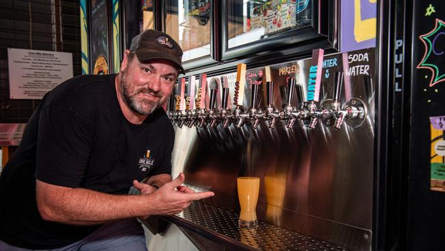 Bardy Bayram from One Mile Brewery serves up a laksa seltzer. Picture: Pema Tamang Pakhrin