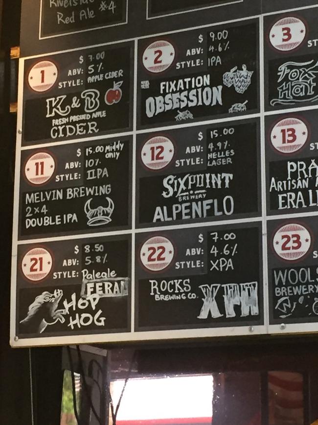 The menu at Surry Hills’ Keg and Brew Hotel show middys being sold for $15.