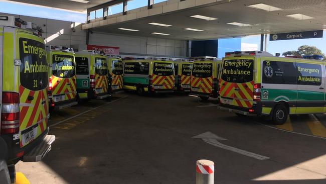 Ambulances ramped outside Flinders Medical Centre.