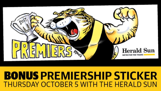 Bonus premiership sticker with the Herald Sun