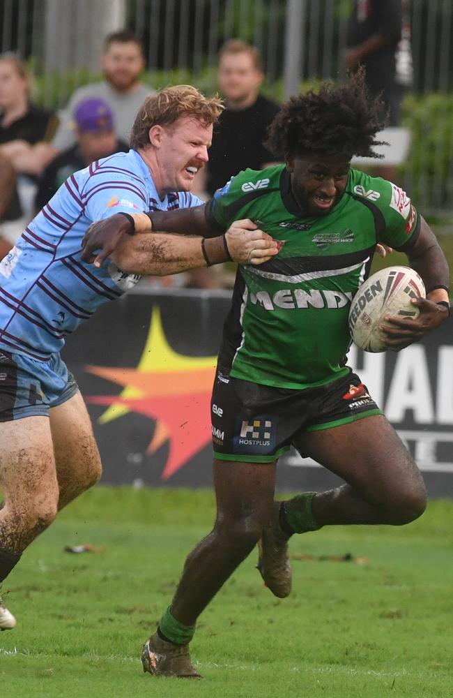 Townsville Blackhawks against Central Coast Capras at Jack Manski Oval. Blackhawks Dudley Dotoi. Picture: Evan Morgan