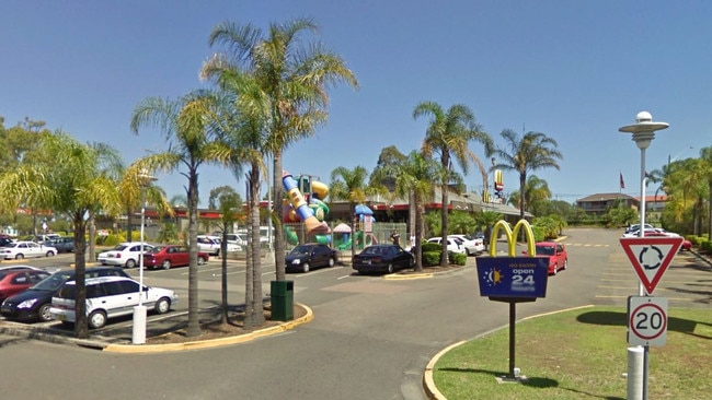 Quarta and a woman named Tahlia O’Grady had breakfast at Lake Haven McDonald’s before he opened fire on a Holden Commodore. Image: Google Maps.