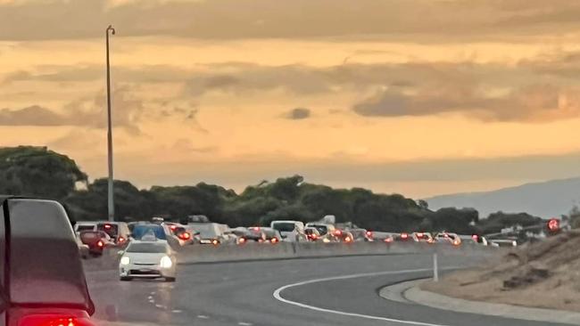 City-bound commuters saw major delays on the Southern Expressway on Tuesday morning. Picture: Cindy Pollard