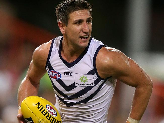 DARWIN, AUSTRALIA - JULY 09: Matthew Pavlich of the Dockers in action during the 2016 AFL Round 16 match between the Melbourne Demons and the Fremantle Dockers at TIO Stadium on July 9, 2016 in Darwin, Australia. (Photo by Justine Walker/AFL Media/Getty Images)