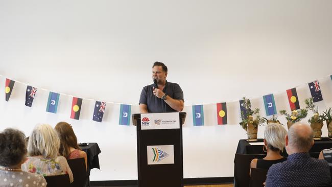 Byron mayor Simon Richardson speaks at the council's Australia Day Awards ceremony in 2020. Picture: Liana Boss