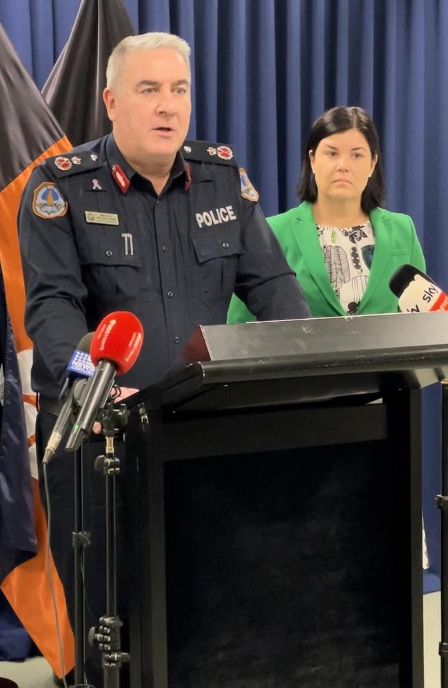 NT Police Deputy Commissioner Michael Murphy after Chief Minister Natasha Fyles announced an immediate review of bail laws and police powers across the Territory. Picture: Annabel Bowles