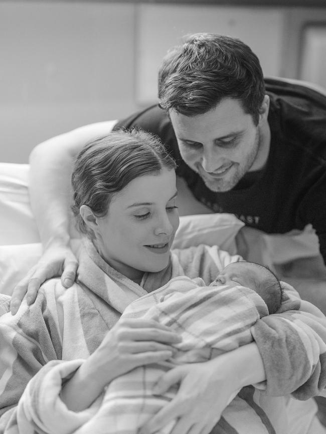 The pair have said their son is beautiful, determined and placid. Picture: Instagram/Amy Taeuber