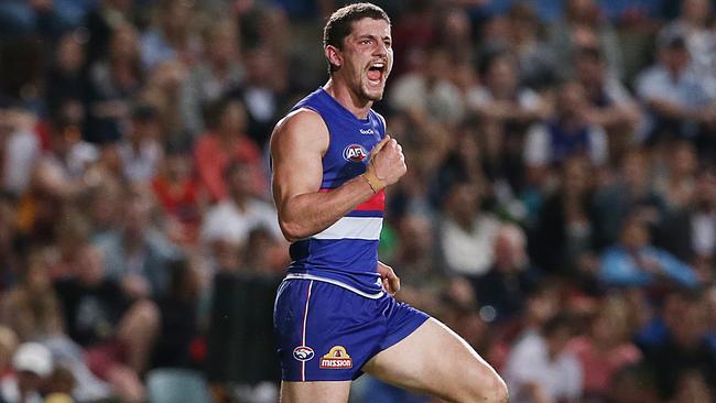 Tom Liberatore celebrates kicking a goal. Picture: Brendan Radke.