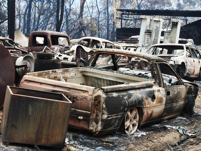 Fires rip through the small town of Balmoral south west of Sydney for a second time yesterday. Jane Dempster/The Australian.