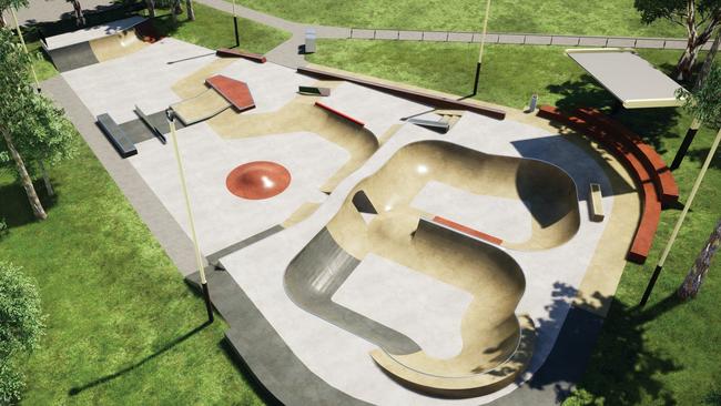 A concept image of the revamped Albany Creek skate park. Image: Convic