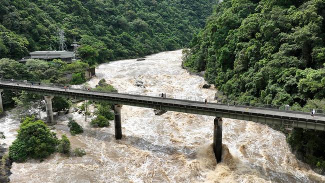 The Barron River is a raging torrent of water near the hydro electricity plant in the Barron Gorge at Caravonica on Monday. Brendan Radke