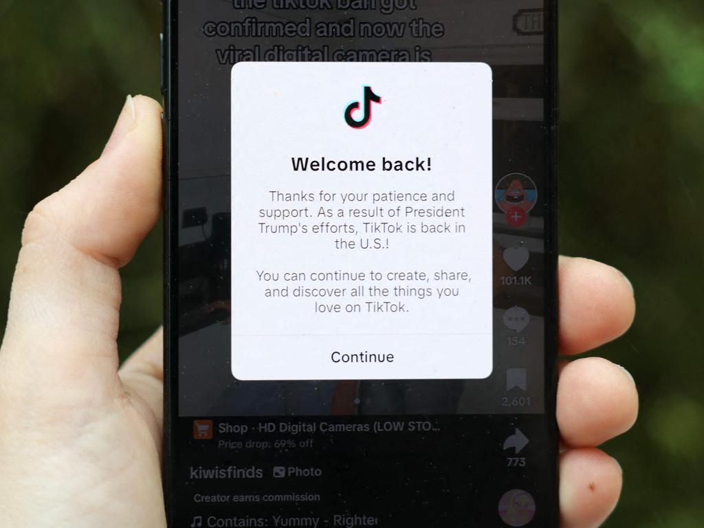 TikTok is up and running again in the United States, after briefly going dark. Picture: Kayla Bartkowski/Getty Images via AFP