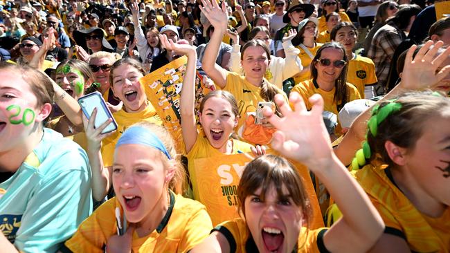 BRISBANE, AUSTRALIA - NewsWire Photos - AUGUST 20, 2023. Matildas fans gather to show their support at a community reception event in Brisbane. Picture: Dan Peled / NCA NewsWire