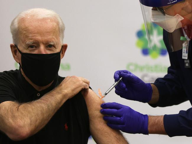 President-elect Joe Biden receives the second dose of the Pfizer/BioNTech COVID-19 vaccination. Picture: Getty Images/AFP