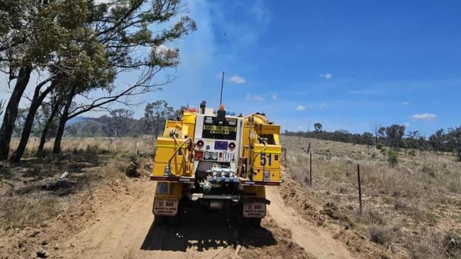 A strike team has been deployed to assist rural fire crews in the Southern Downs to control a bushfire that began burning on October 31. Photo: Cabarlah Rural Fire Brigade