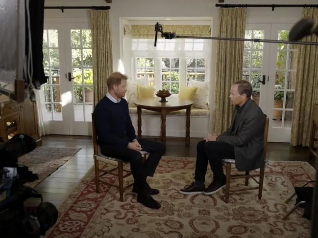 Prince Harry and Tom Bradby from ITV interview. Picture: ITV