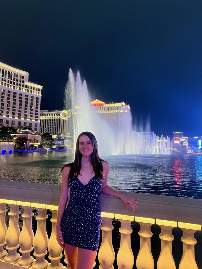 Paris in Las Vegas, on her dream trip. Picture: Supplied by family