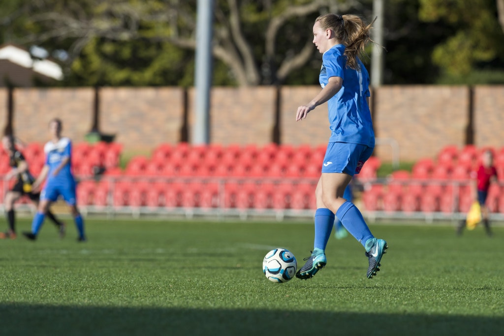 Madison Franke for South West Queensland Thunder against Mudgeeraba Soccer Club in NPL Queensland women round 24 football at Clive Berghofer Stadium, Saturday, August 11, 2018. Picture: Kevin Farmer