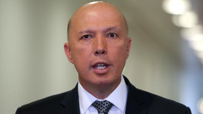 Home Affairs Minister Peter Dutton says there’s “no silver bullet” to lowering energy prices. Picture: Kym Smith