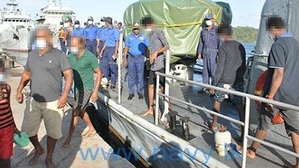 The interception comes just days after reports of People smugglers have begun promoting voyages to Australia, offering passage for up to $30,000 one way. Pictures Supplied by The Sri Lanka Navy