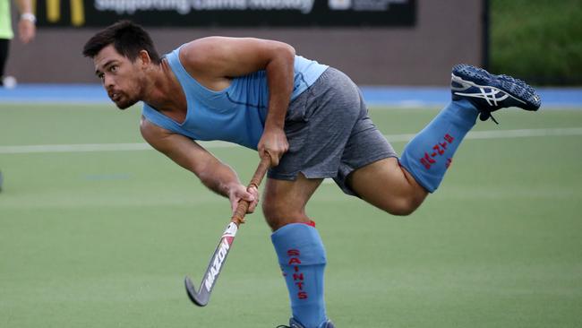 Saints’ Ryan Coffey, pictured playing for Cairns Storm in the Cairns Hockey Association pre-season match between All Stars and Cairns Storm. PICTURE: STEWART MCLEAN