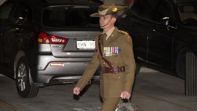 Captain William Howieson leaves and ADF Court Martial in Canberra. He has pleaded not guilty to indecency and prejudicial conduct. Picture: NCA NewsWire / Martin Ollman