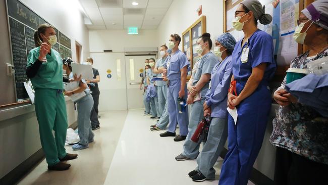 Medical Intensive Care Unit staff in La Mesa, California. Picture: AFP