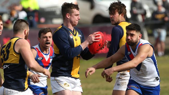 Bailey Jordan in action for Hurstbridge. Picture: Hamish Blair