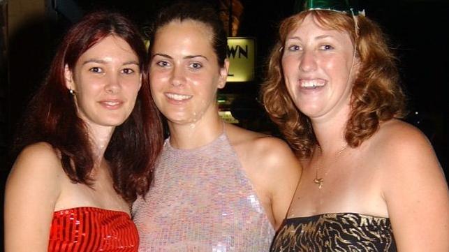 Leigh Poppi, Tia Geisel & Nychelle Ford , Flinders Street East for New Year's Eve Picture: Bryan Lynch ad271044