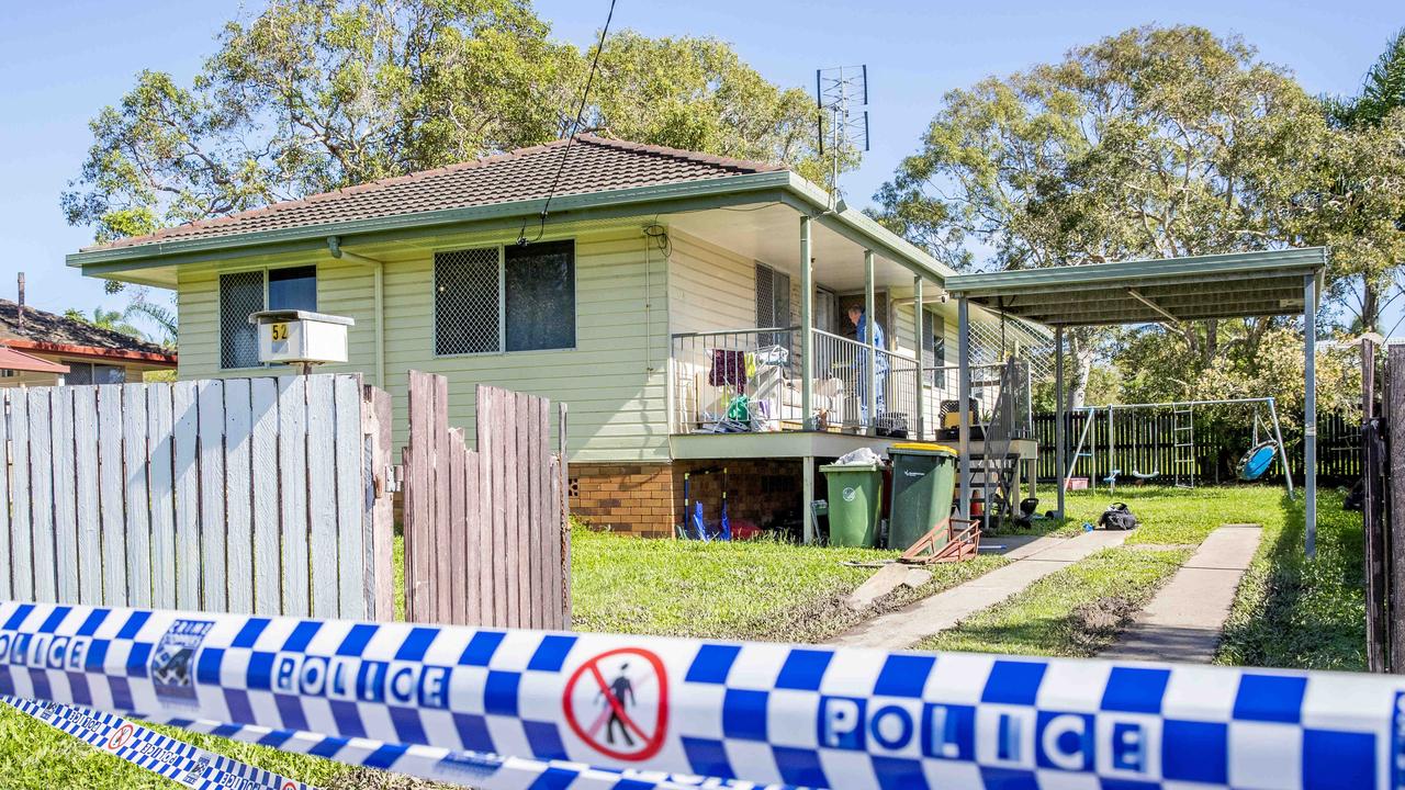 Police at 52 Coolum Road in Dicky Beach where Feebie McIntosh was shot and later died from her injuries, Saturday, May 28, 2022 – Picture: Richard Walker