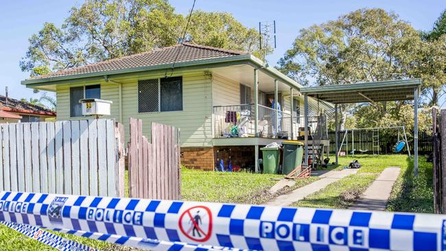 Police at 52 Coolum Road in Dicky Beach where Feebie McIntosh was shot and later died from her injuries, Saturday, May 28, 2022 – Picture: Richard Walker