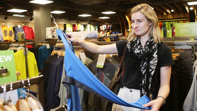 A customer at a Kathmandu store. Picture: AAP